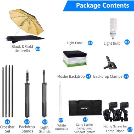 Zestaw studyjny Hakutatz Professional Photo Studio z oświetleniem i tłem