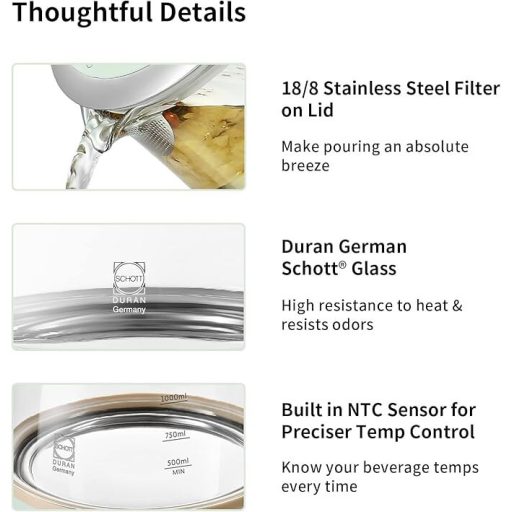 Buydeem K1594T i A206 Zestaw czajnika elektrycznego i podgrzewacza z garnkiem (zielony)