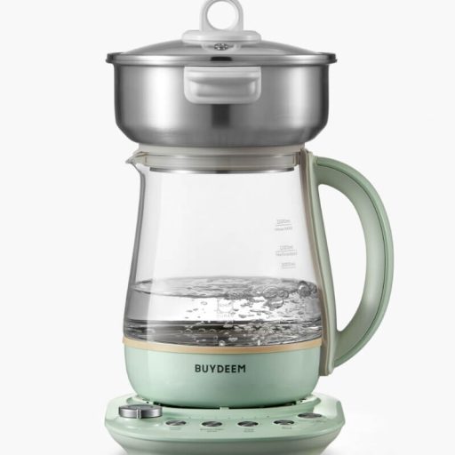Buydeem K1594T i A206 Zestaw czajnika elektrycznego i podgrzewacza z garnkiem (zielony)