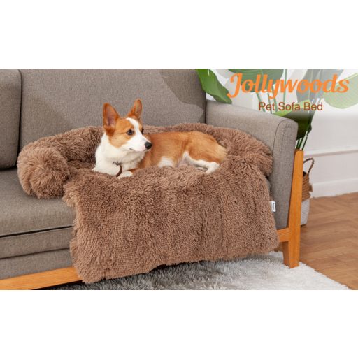 Jollywoods Ochraniacz na sofę Legowisko dla małych i średnich psów Brązowe L (110x110x15cm)
