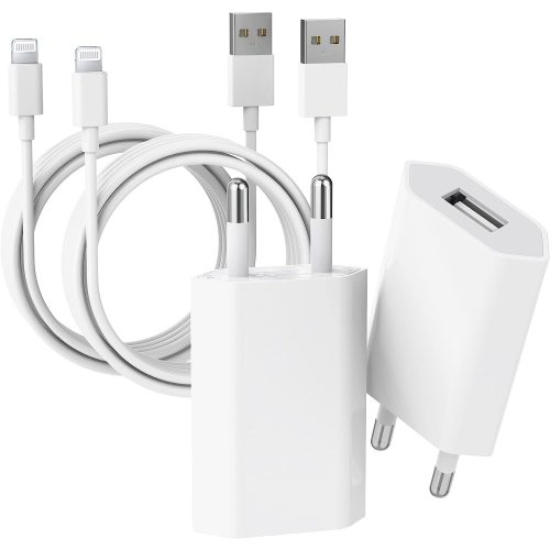 Ładowarka do iPhone'a - 【Certyfikat Apple MFI】 Adaptery USB do ładowania 5 W i kabel do ładowania USB-Lightning (1 m), 2sztuki