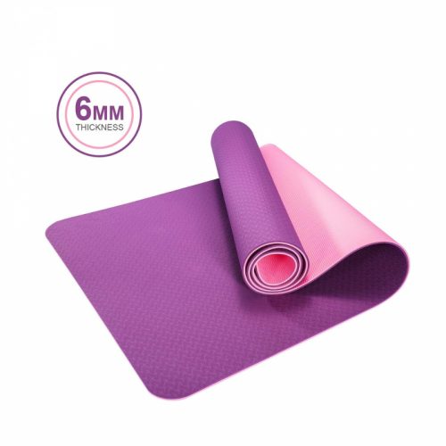 Ekologiczna mata do jogi TPE z torbą o grubości 6 mm (purpurowo-różowa) 66x183 cm
