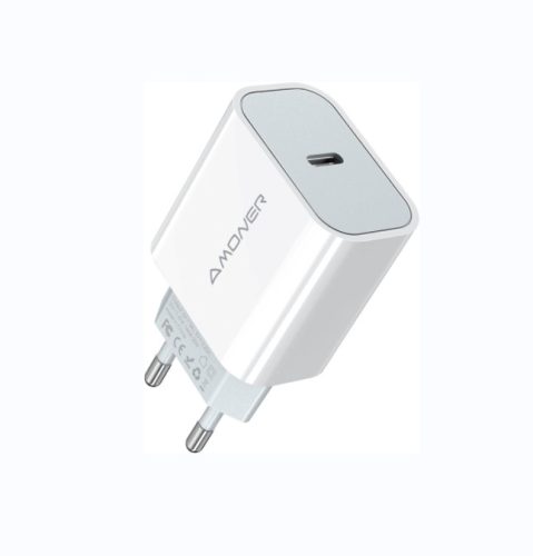 Adapter szybkiego ładowania sieciowego Amoner USB-C 20 W (biały)